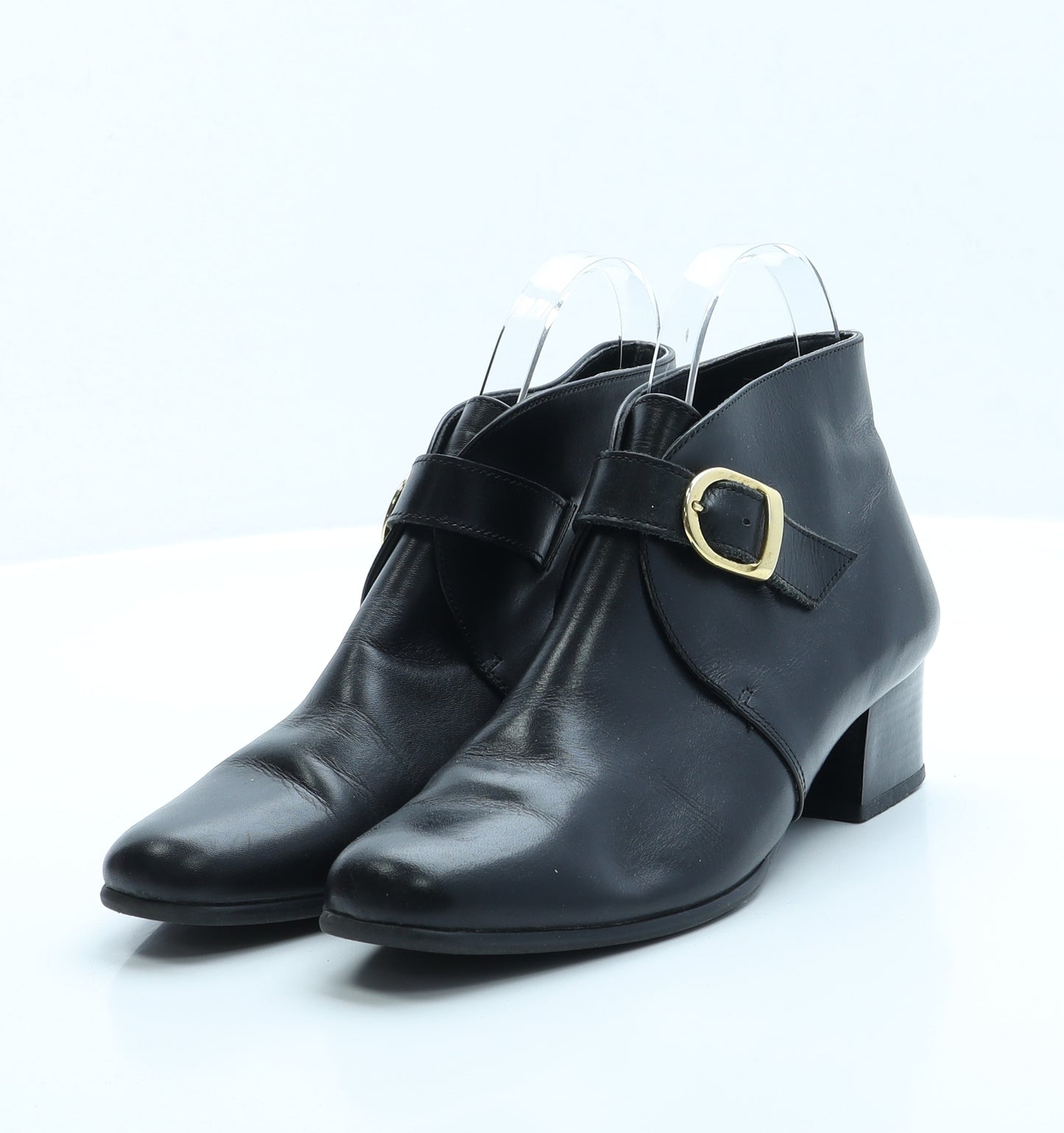 Preworn Womens Black Faux Leather Bootie Boot UK 4