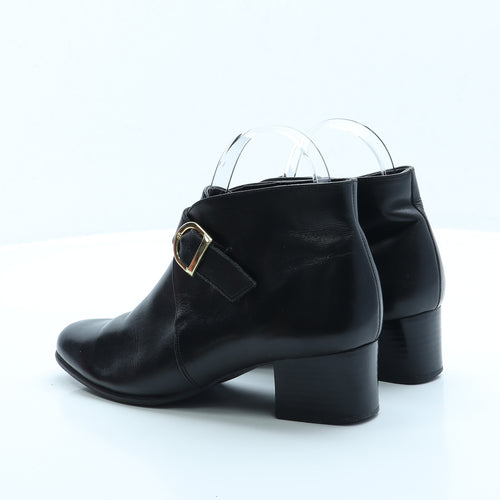 Preworn Womens Black Faux Leather Bootie Boot UK 4