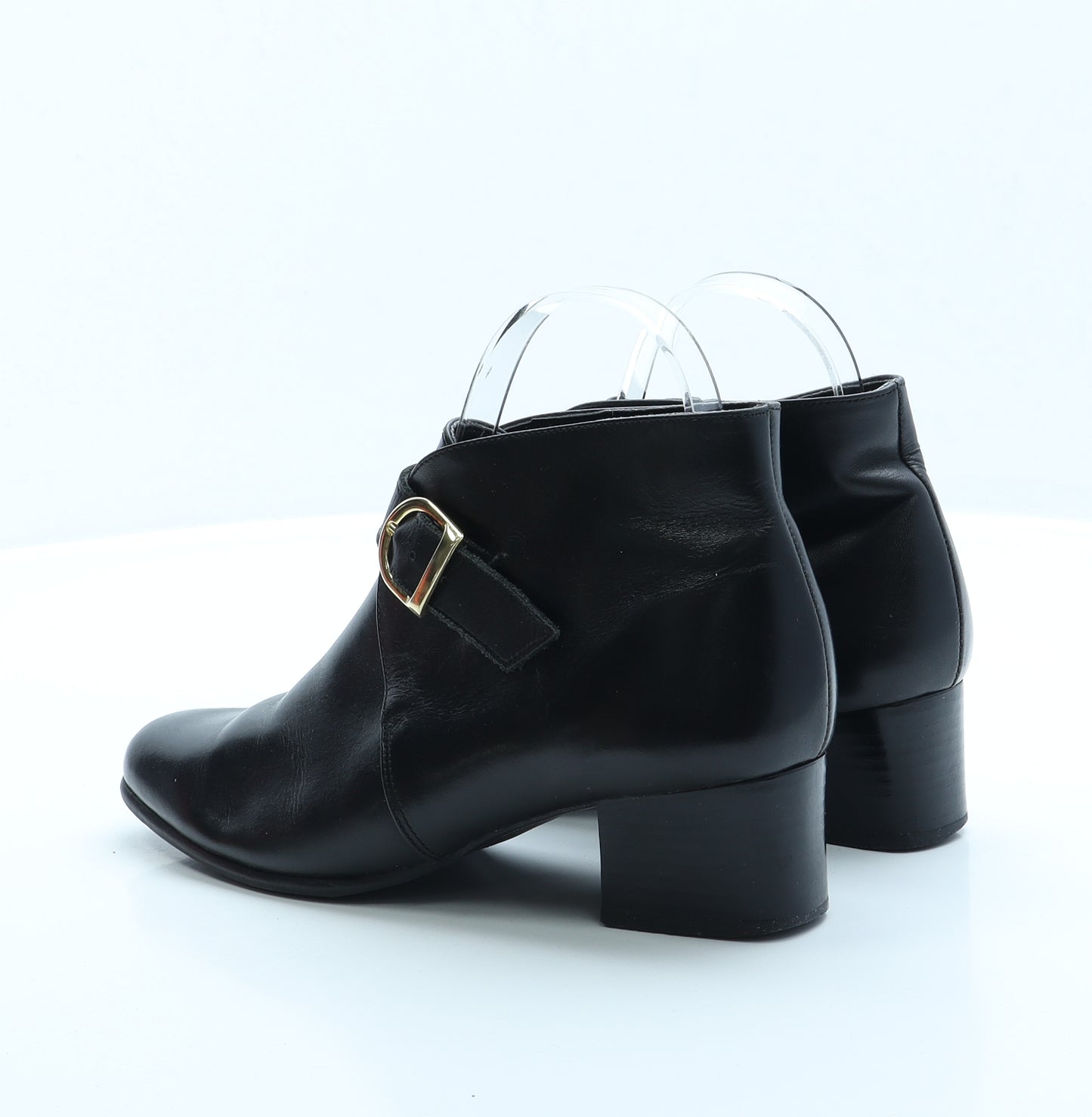 Preworn Womens Black Faux Leather Bootie Boot UK 4