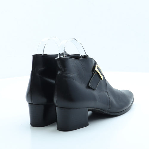 Preworn Womens Black Faux Leather Bootie Boot UK 4