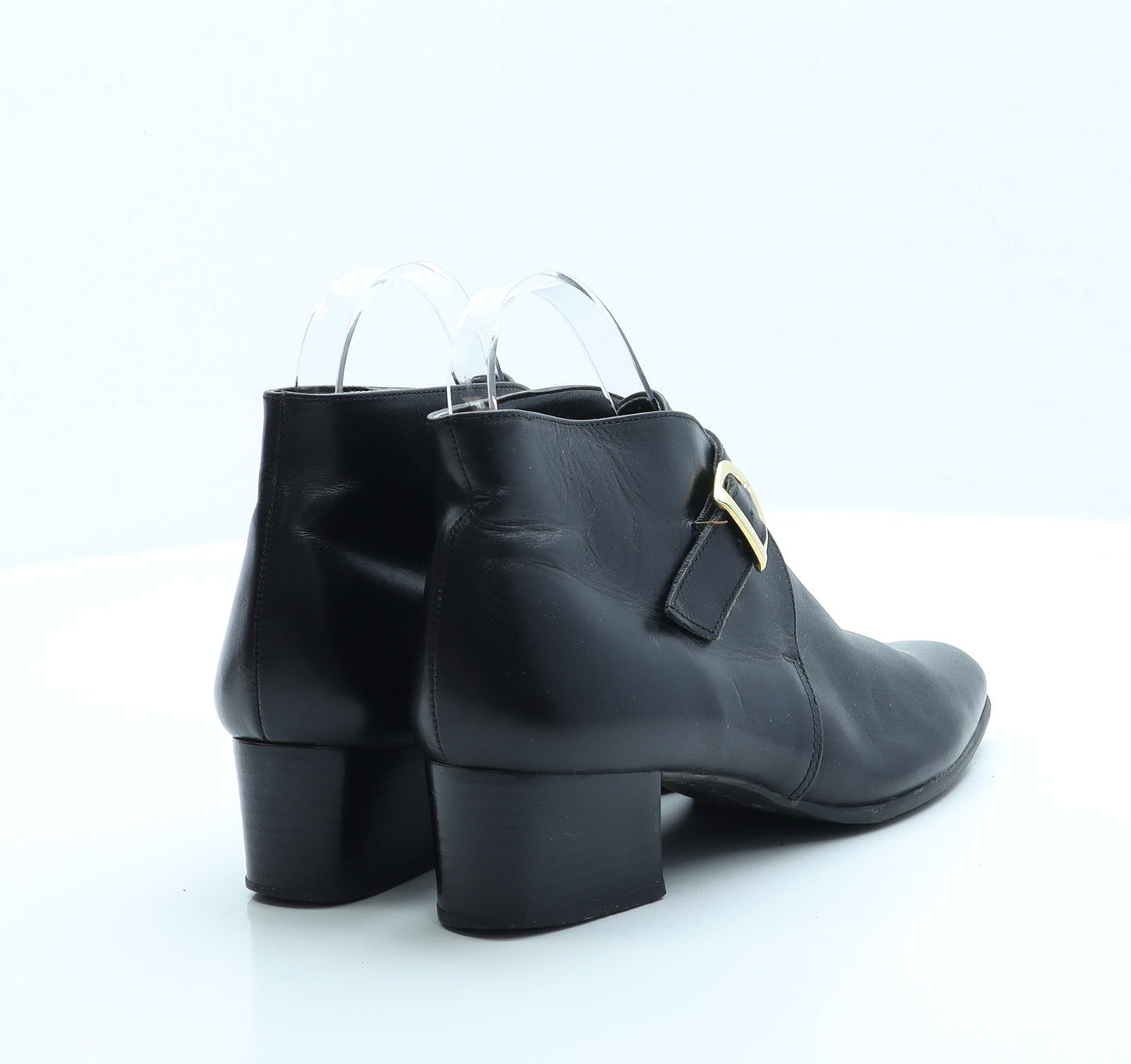 Preworn Womens Black Faux Leather Bootie Boot UK 4