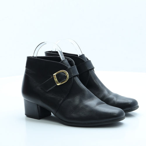 Preworn Womens Black Faux Leather Bootie Boot UK 4