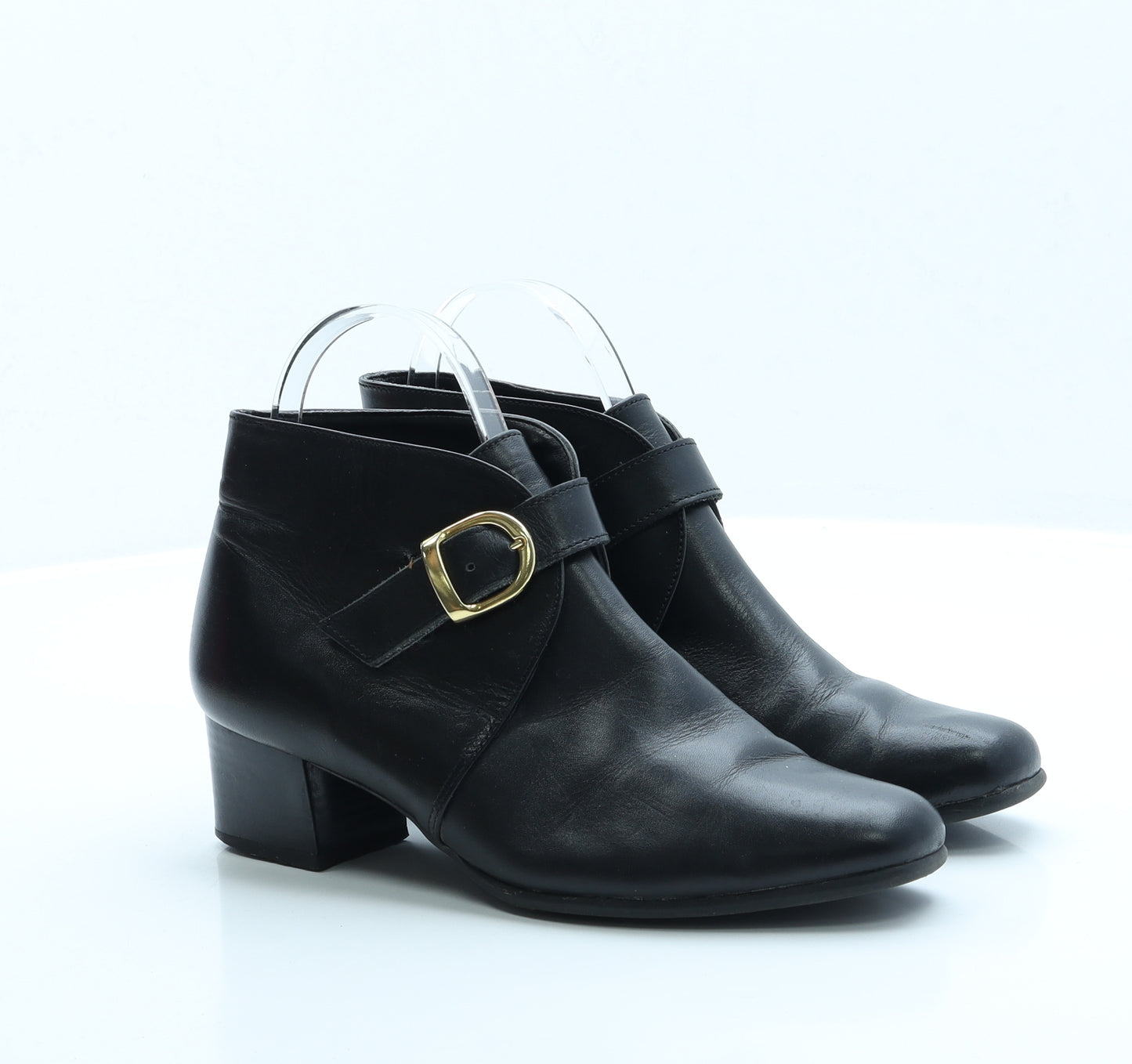 Preworn Womens Black Faux Leather Bootie Boot UK 4