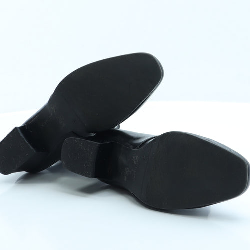 Preworn Womens Black Faux Leather Bootie Boot UK 4