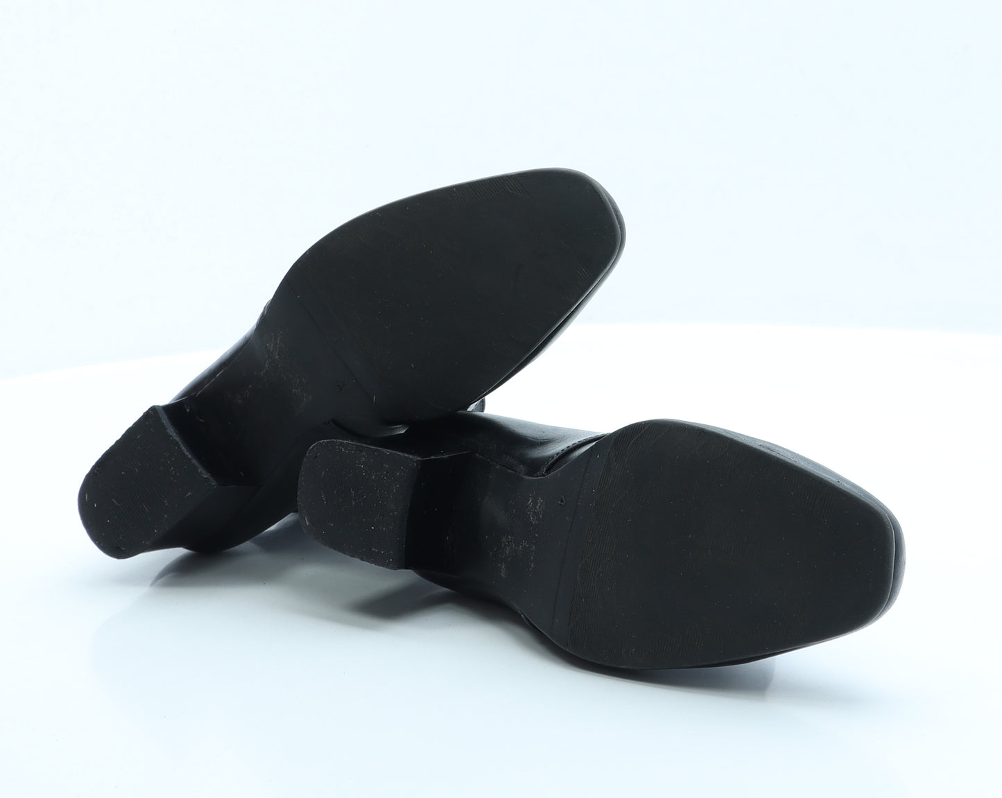 Preworn Womens Black Faux Leather Bootie Boot UK 4