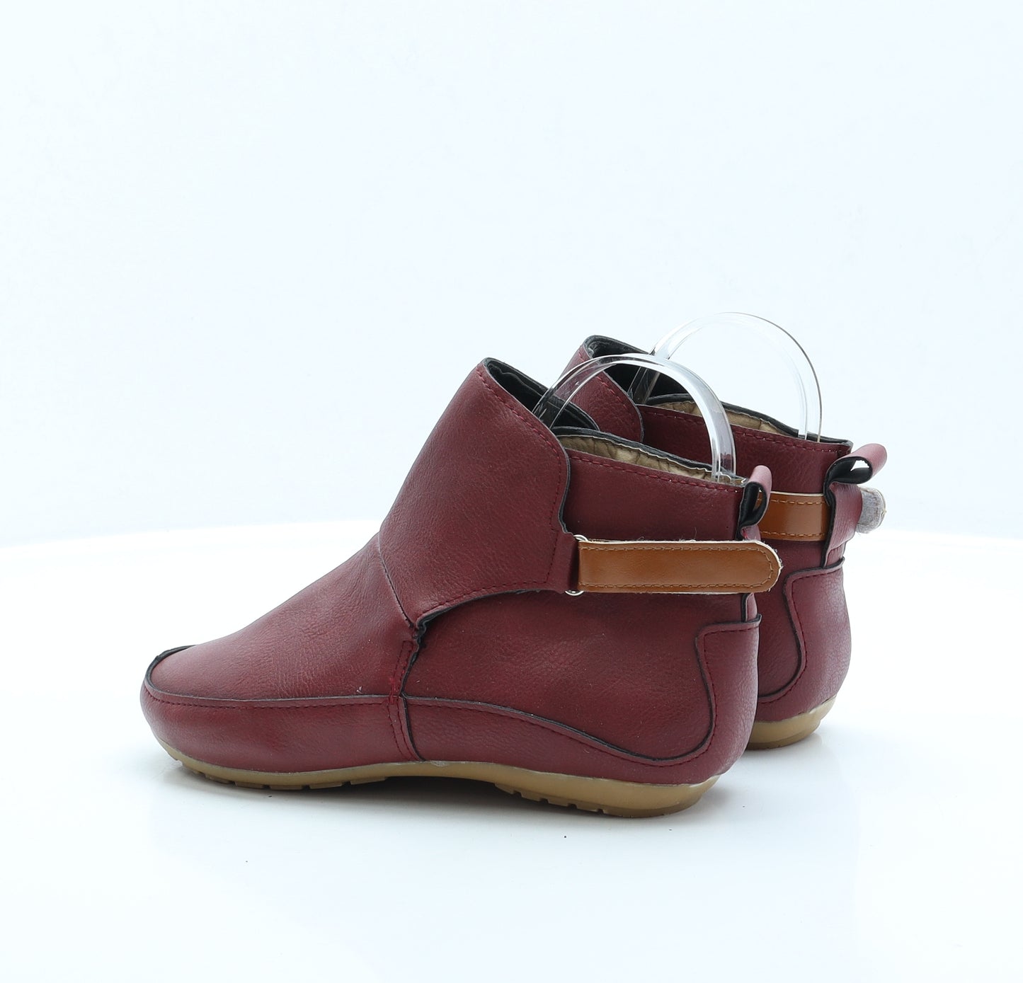 Preworn Womens Red Faux Leather Slip On Boot UK 2 EUR 35