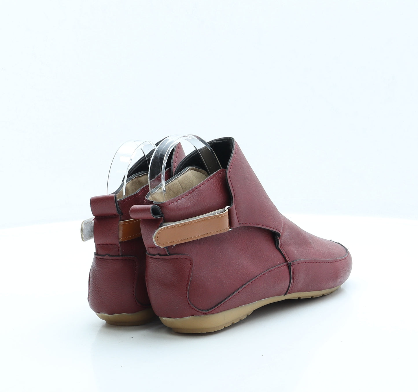 Preworn Womens Red Faux Leather Slip On Boot UK 2 EUR 35