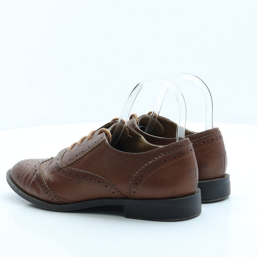 Preworn Womens Brown Faux Leather Flat UK 6 - Brogue