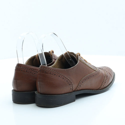Preworn Womens Brown Faux Leather Flat UK 6 - Brogue