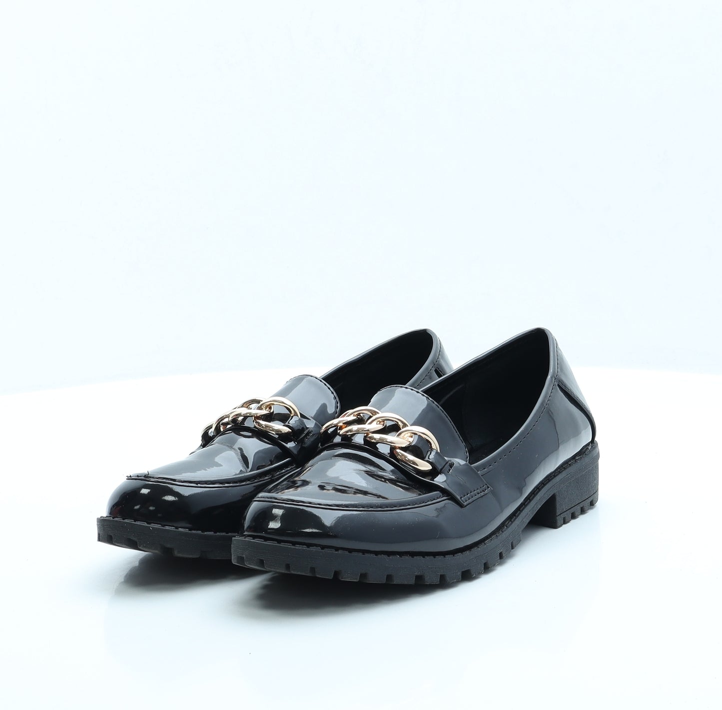 Peacocks Womens Black Vinyl Loafer Flat UK 6 EUR 39