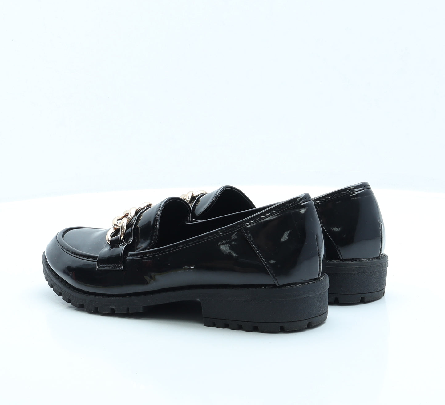 Peacocks Womens Black Vinyl Loafer Flat UK 6 EUR 39