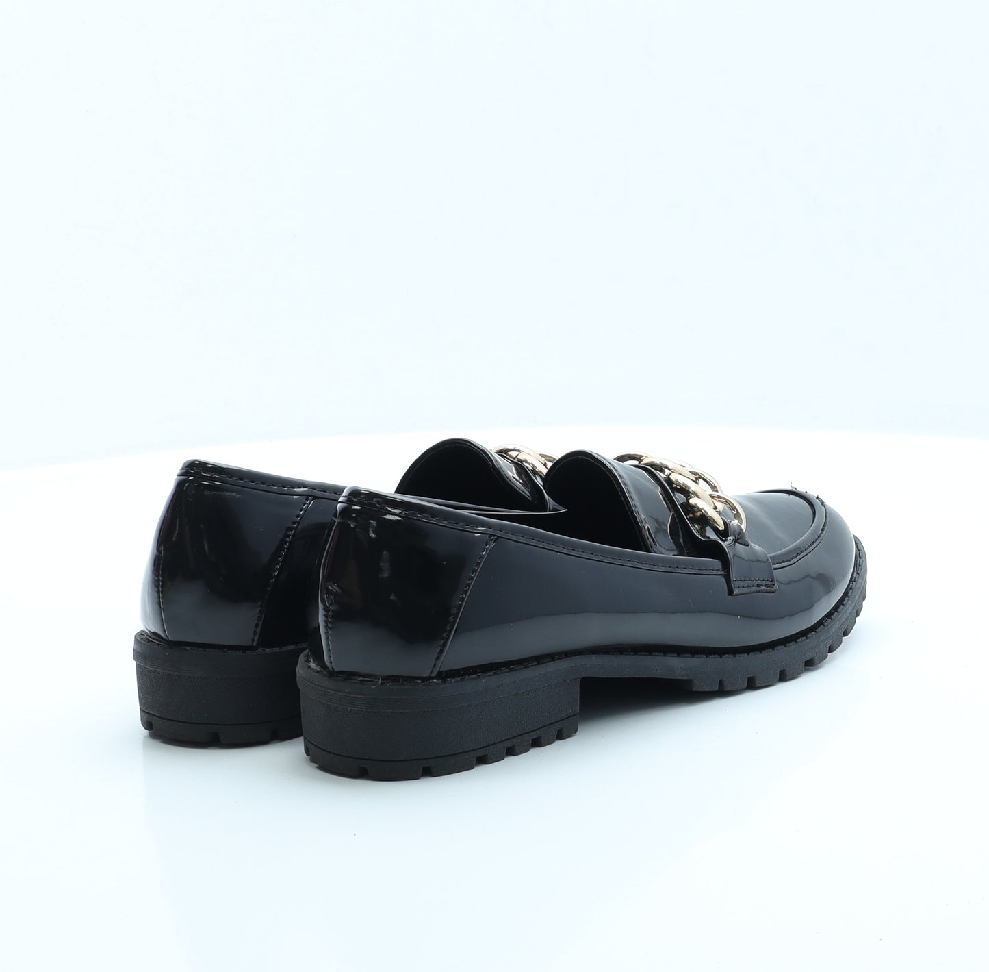 Peacocks Womens Black Vinyl Loafer Flat UK 6 EUR 39