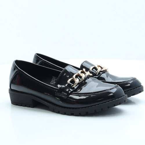 Peacocks Womens Black Vinyl Loafer Flat UK 6 EUR 39