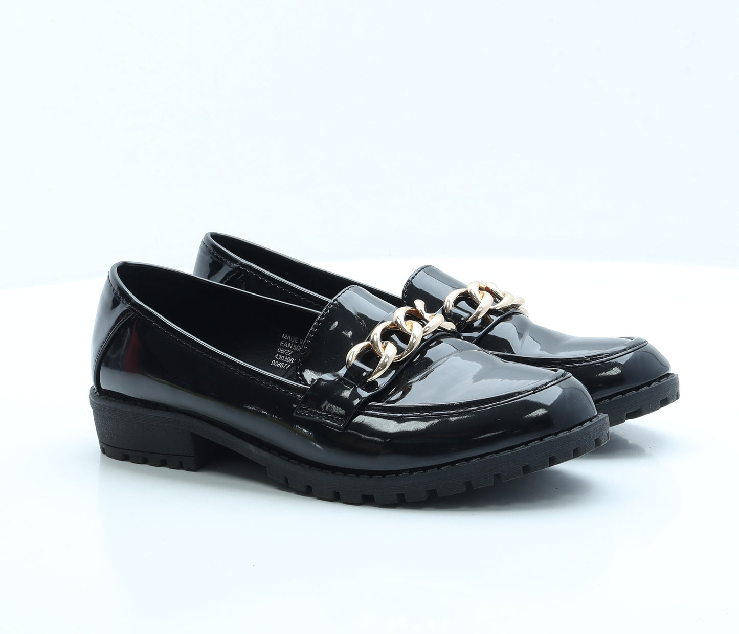 Peacocks Womens Black Vinyl Loafer Flat UK 6 EUR 39