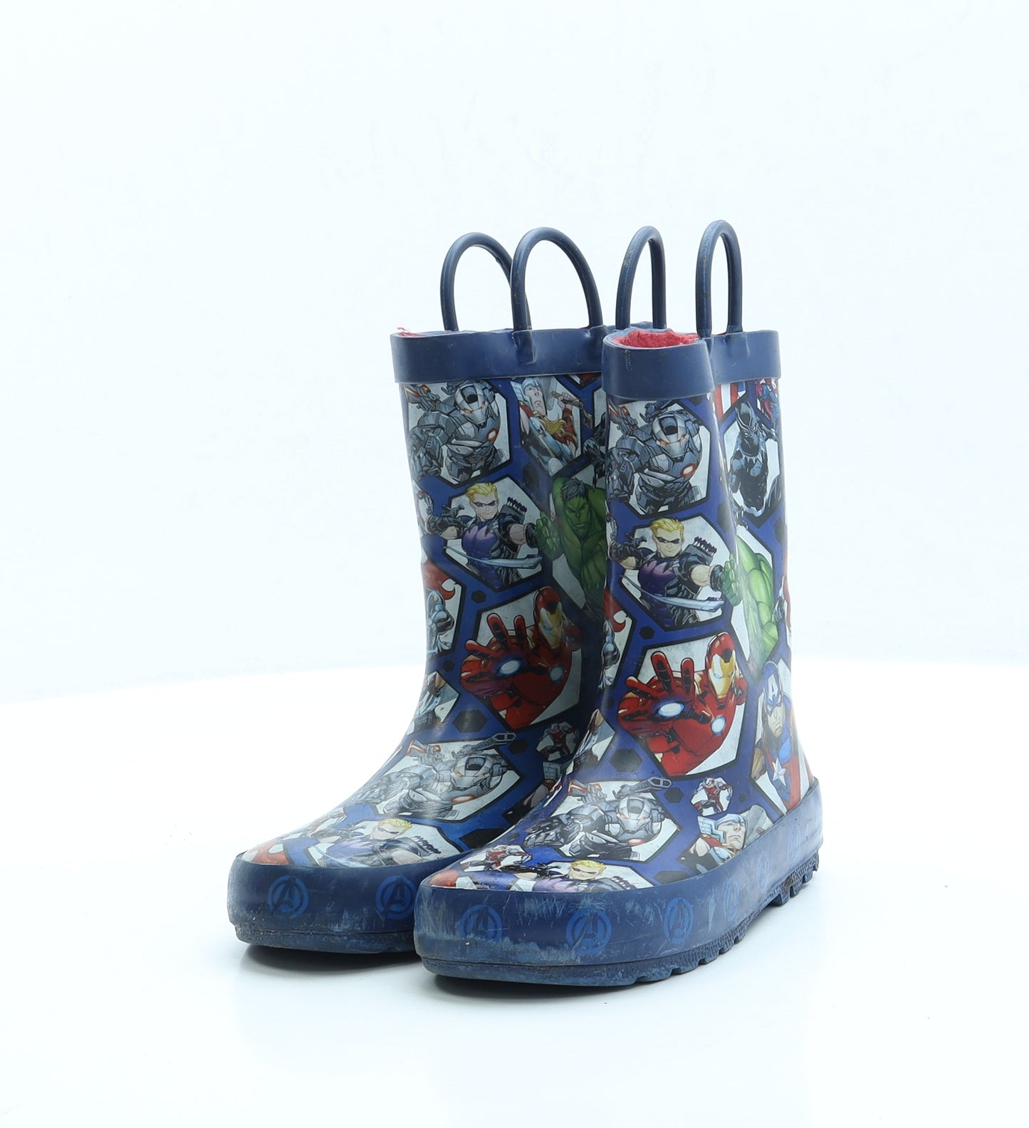 Marvel Boys Blue Geometric Rubber Wellies Boot UK 10 EUR 28 - Avengers