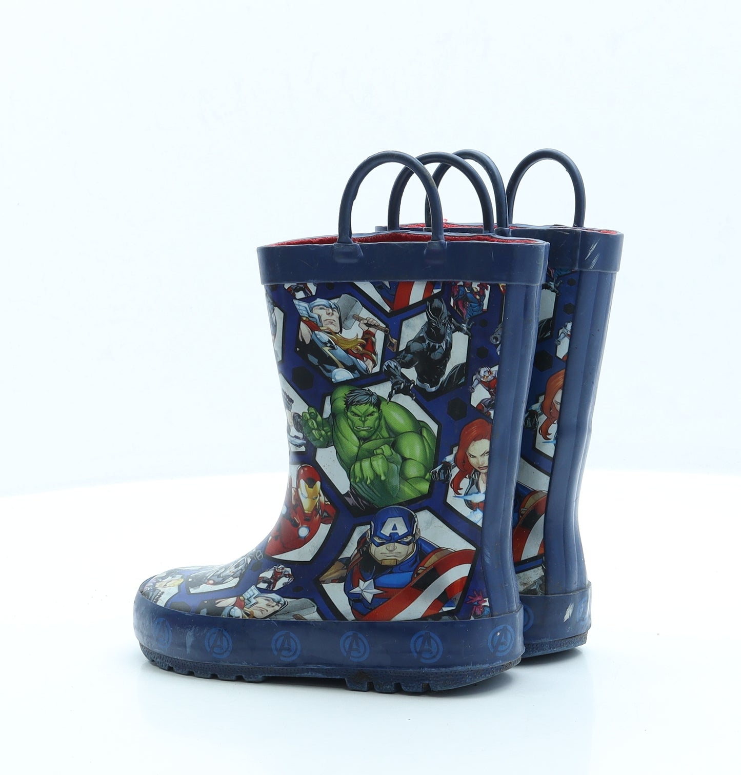 Marvel Boys Blue Geometric Rubber Wellies Boot UK 10 EUR 28 - Avengers