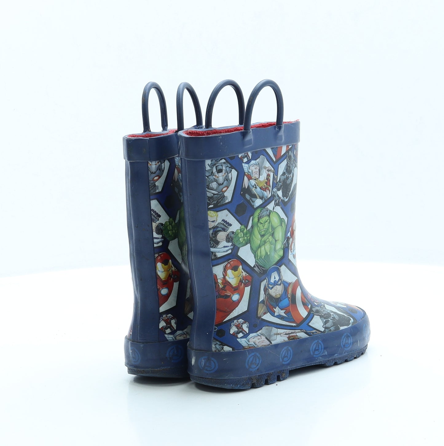 Marvel Boys Blue Geometric Rubber Wellies Boot UK 10 EUR 28 - Avengers