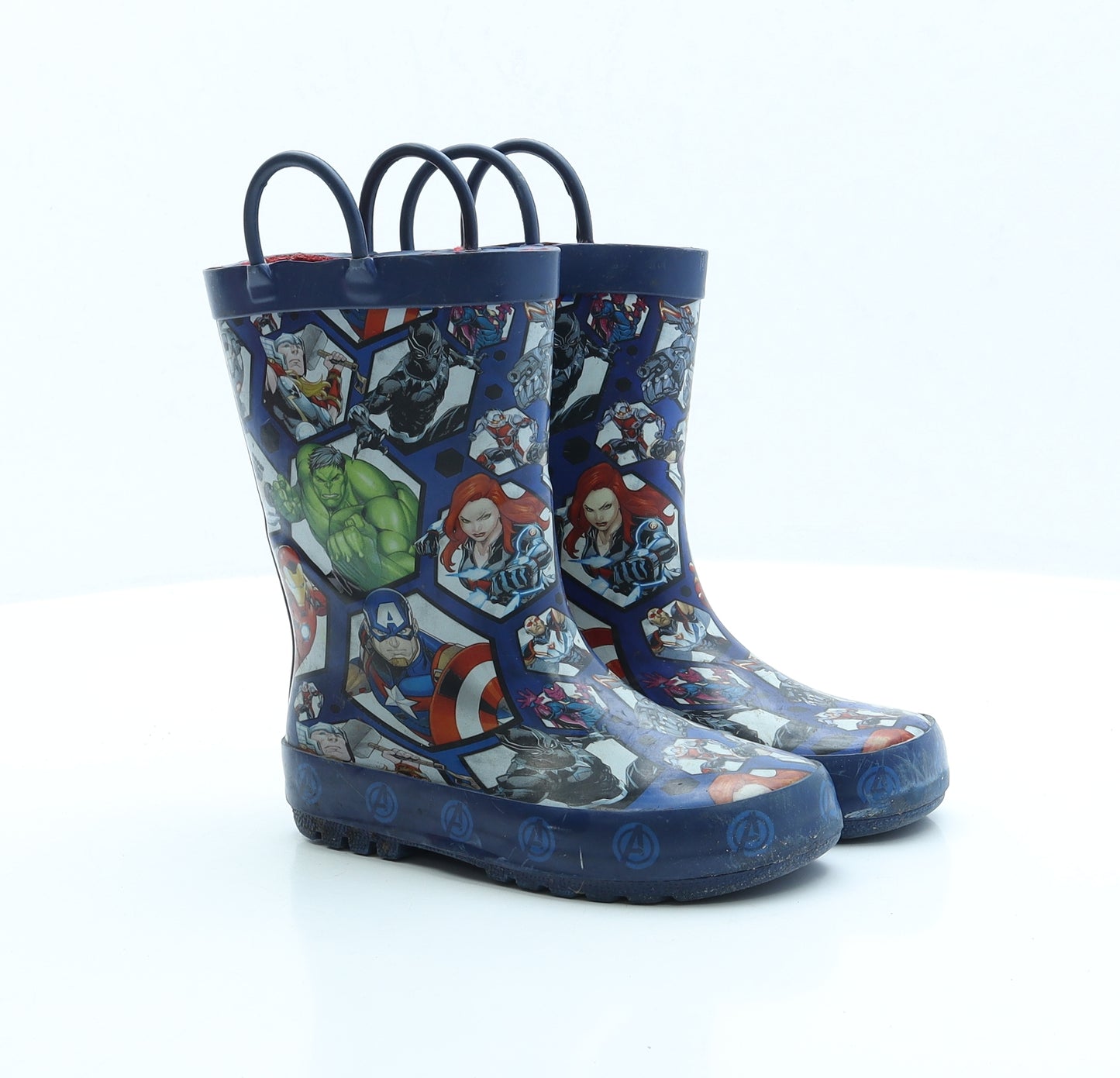 Marvel Boys Blue Geometric Rubber Wellies Boot UK 10 EUR 28 - Avengers