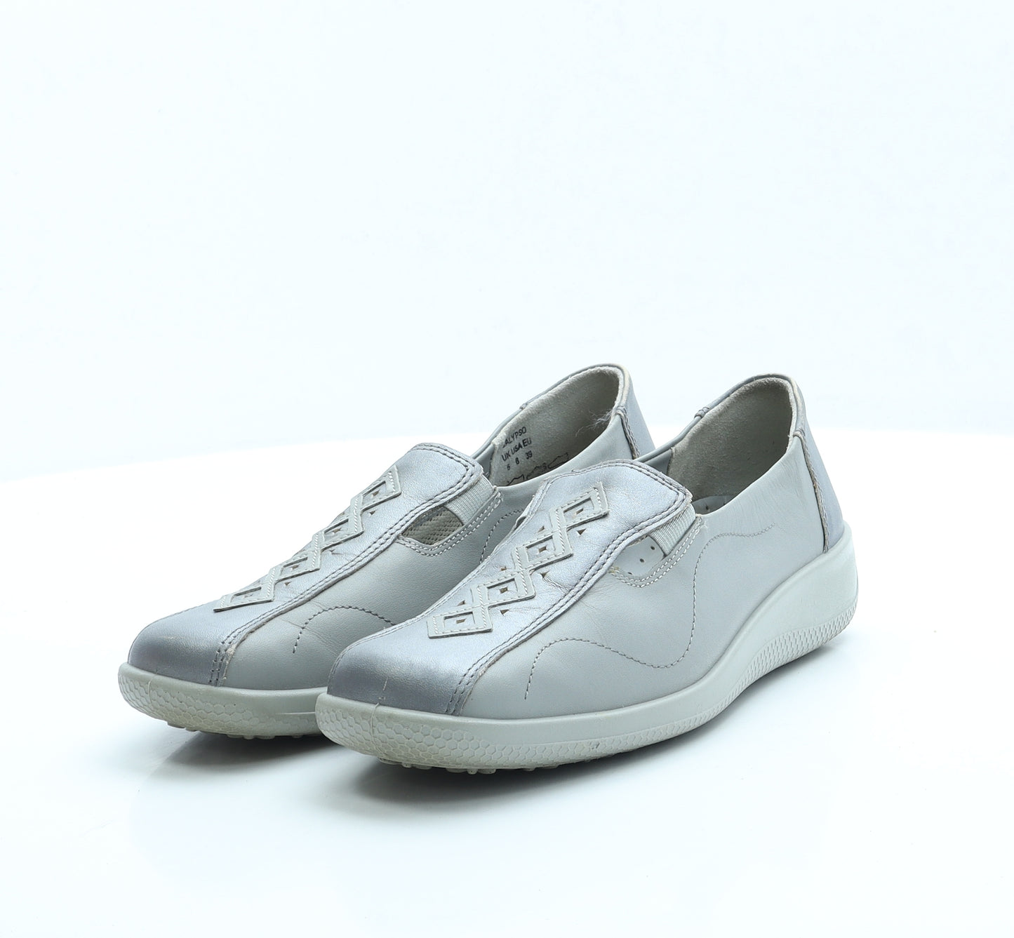 Hotter Womens Grey Faux Leather Slip On Flat UK 6