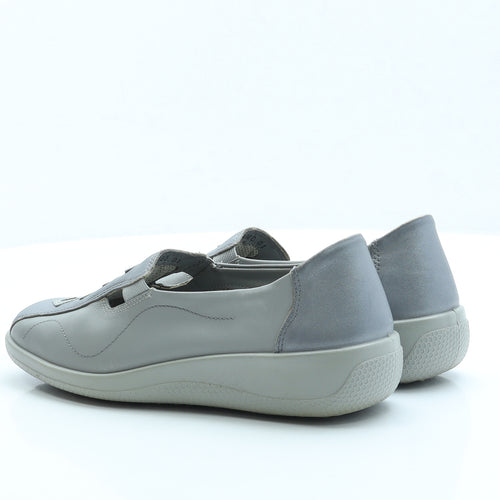 Hotter Womens Grey Faux Leather Slip On Flat UK 6