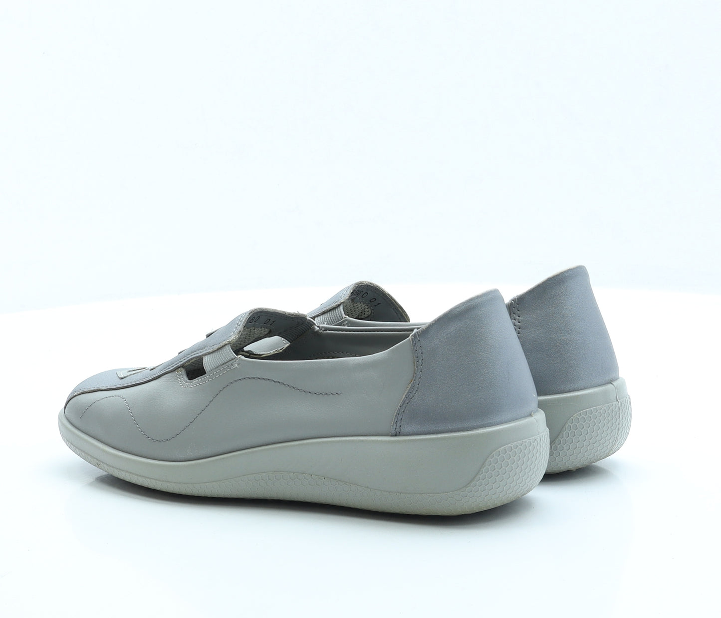 Hotter Womens Grey Faux Leather Slip On Flat UK 6