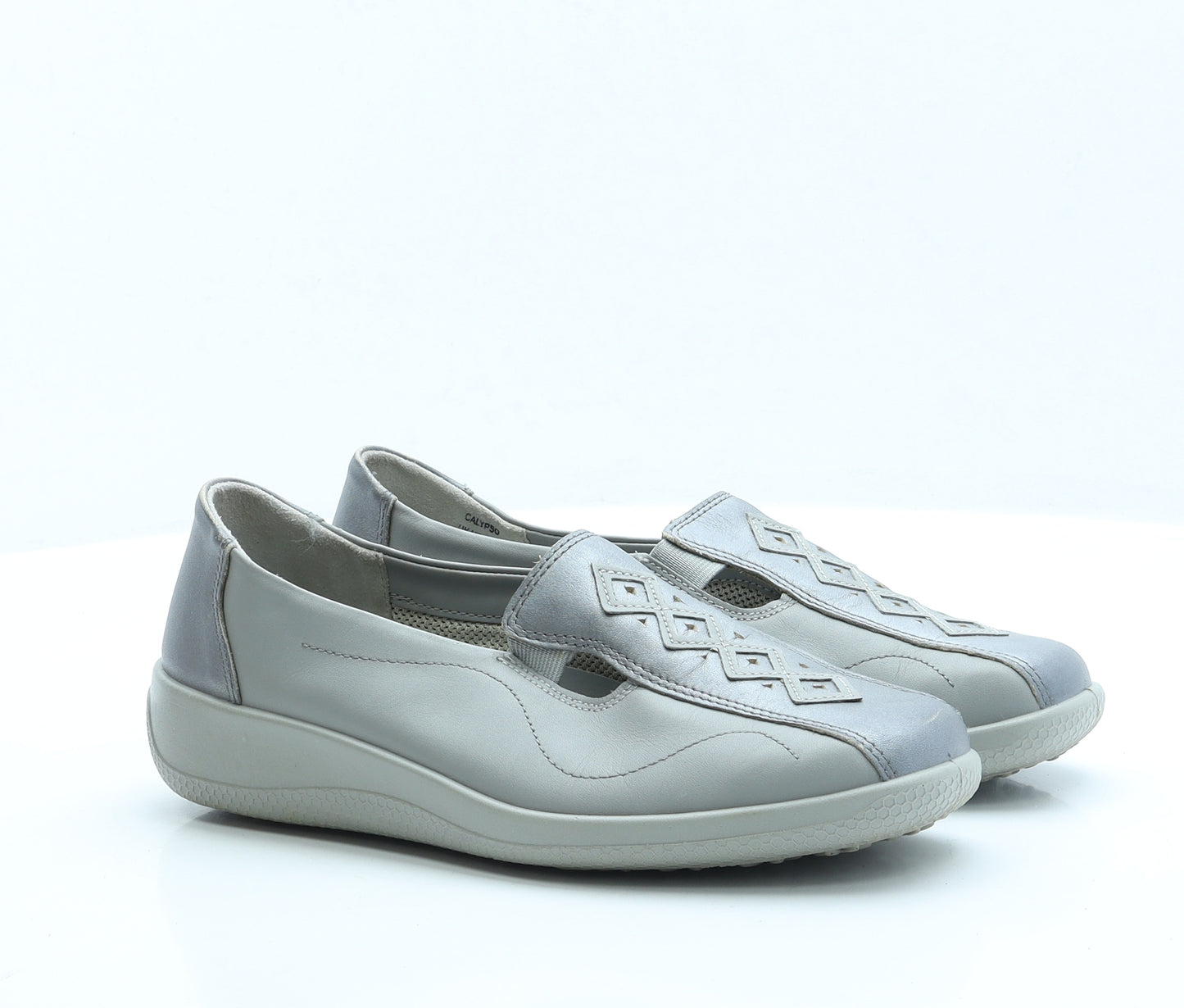 Hotter Womens Grey Faux Leather Slip On Flat UK 6