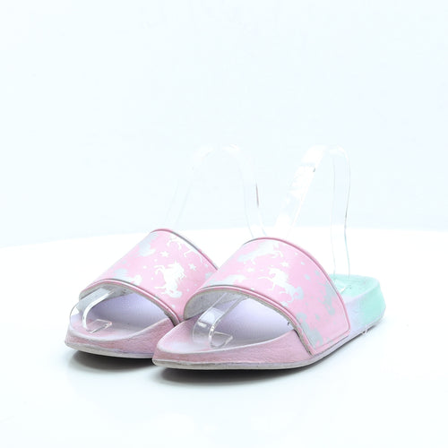 Preworn Girls Multicoloured Geometric Polyester Slider Sandal UK 4