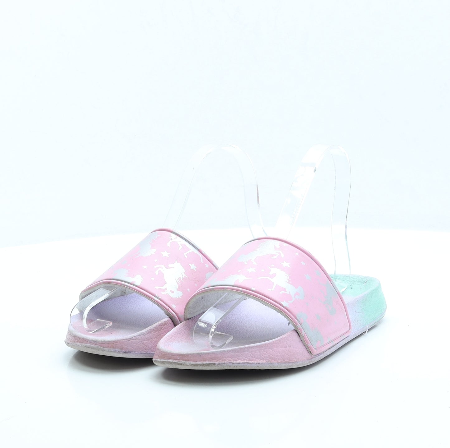 Preworn Girls Multicoloured Geometric Polyester Slider Sandal UK 4