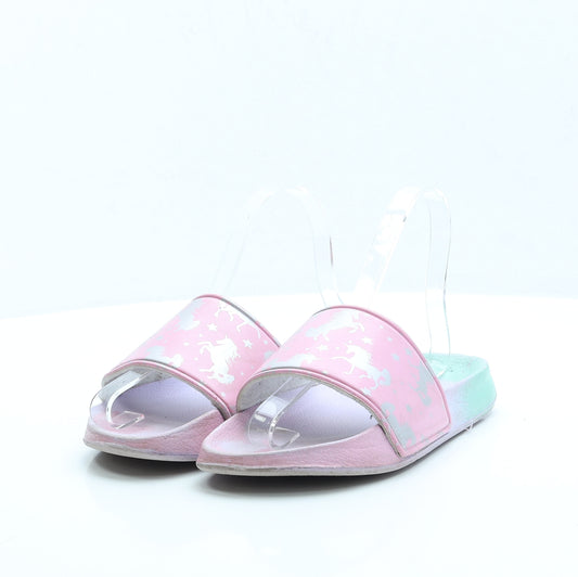 Preworn Girls Multicoloured Geometric Polyester Slider Sandal UK 4