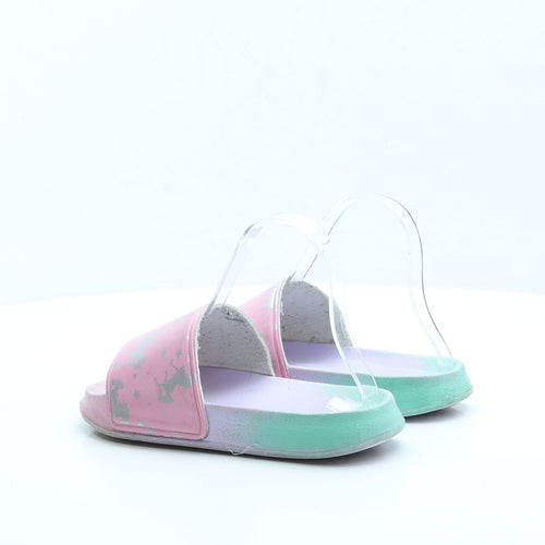 Preworn Girls Multicoloured Geometric Polyester Slider Sandal UK 4