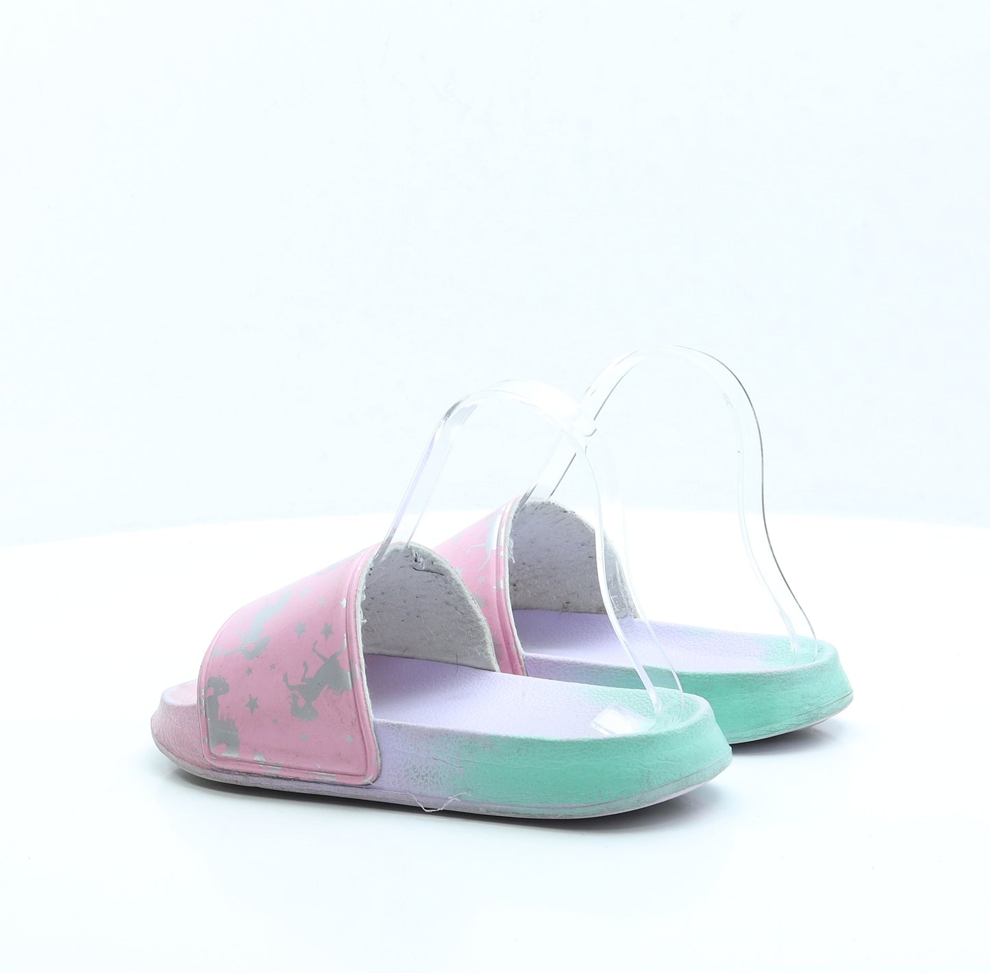 Preworn Girls Multicoloured Geometric Polyester Slider Sandal UK 4