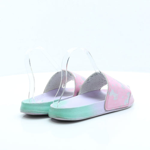Preworn Girls Multicoloured Geometric Polyester Slider Sandal UK 4
