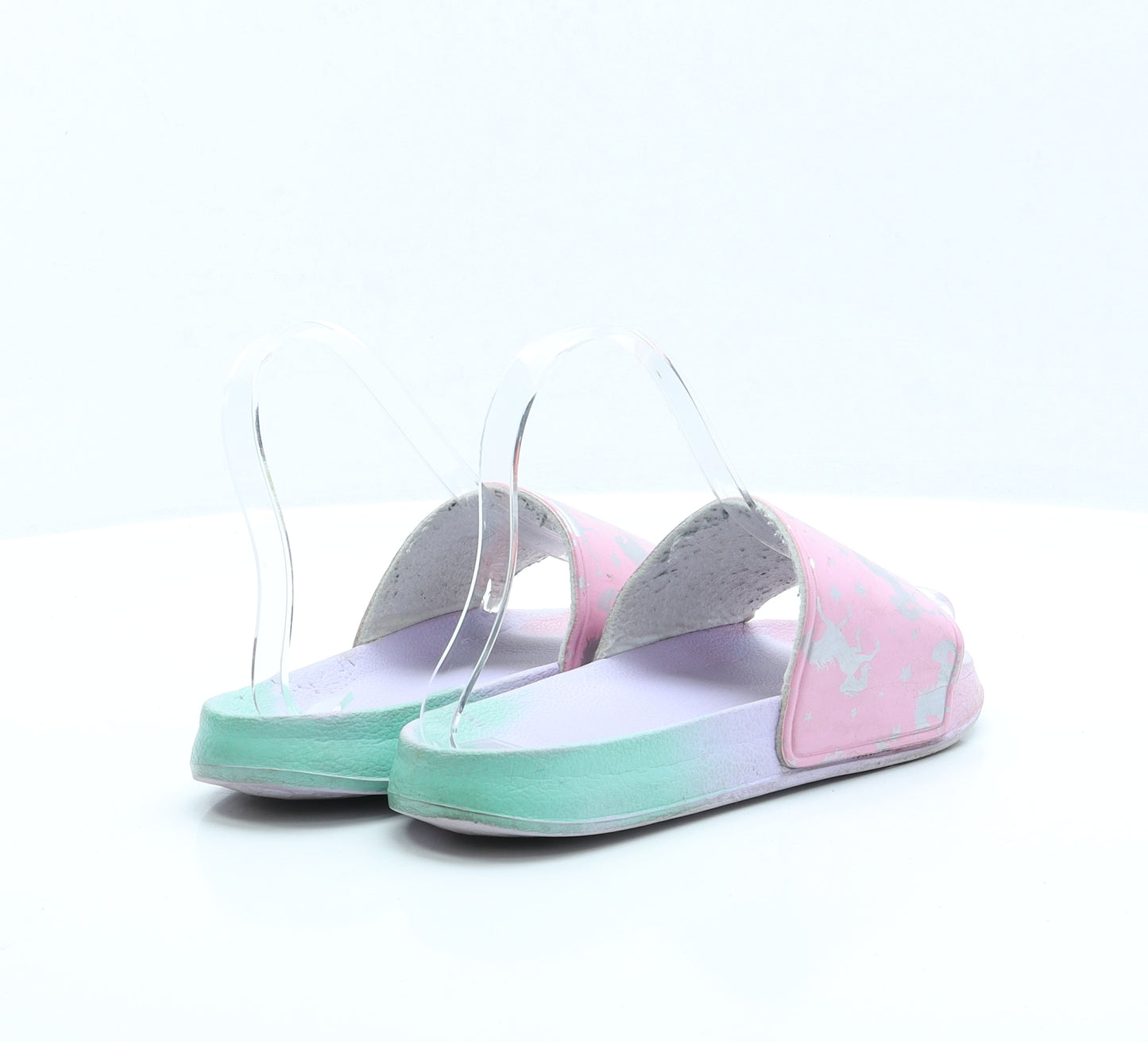 Preworn Girls Multicoloured Geometric Polyester Slider Sandal UK 4