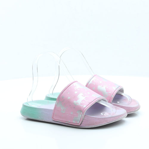 Preworn Girls Multicoloured Geometric Polyester Slider Sandal UK 4