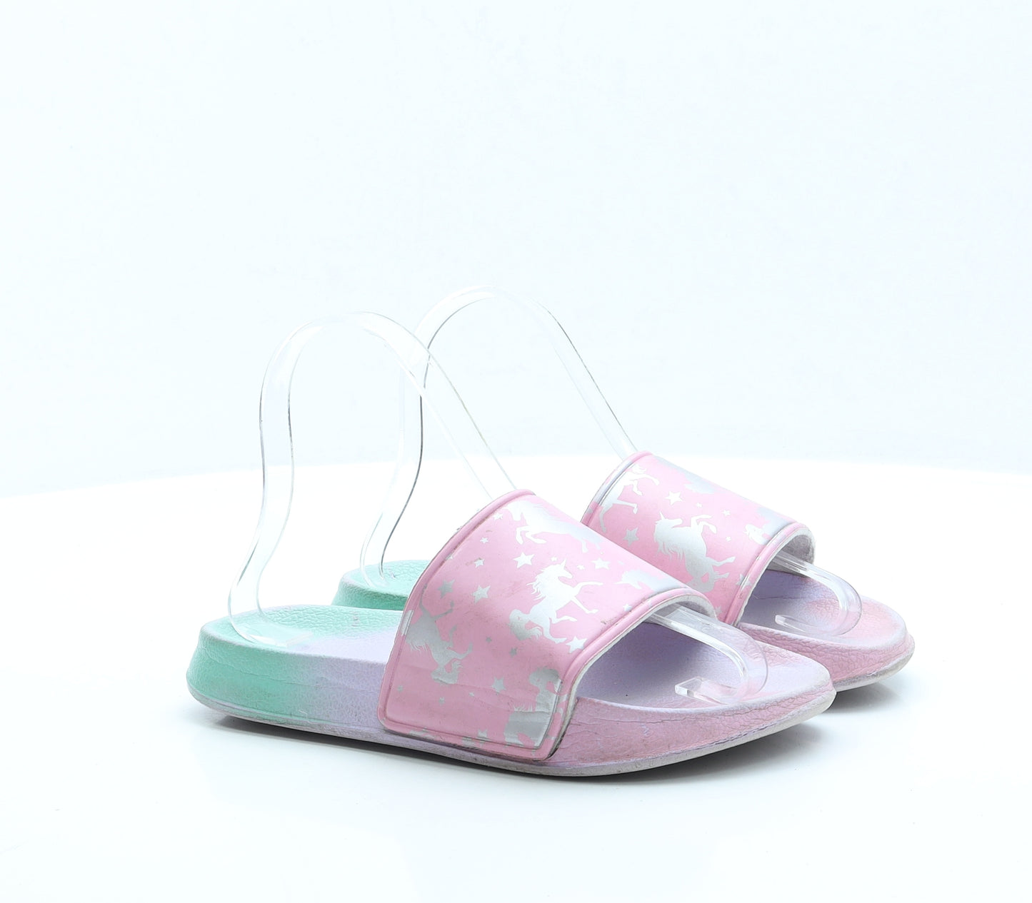 Preworn Girls Multicoloured Geometric Polyester Slider Sandal UK 4