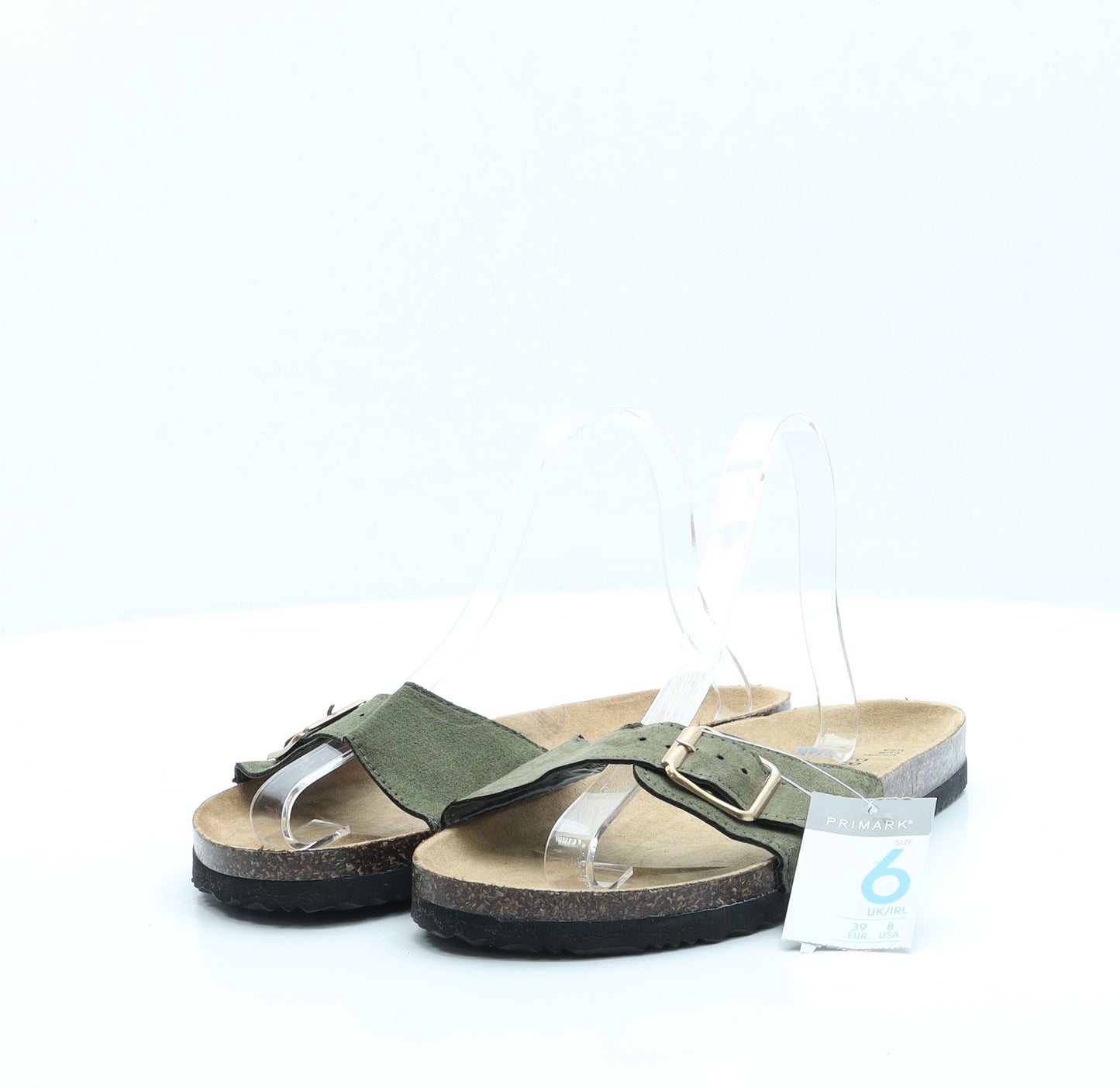 Primark Womens Green Faux Suede Slip On Sandal UK 6 EUR 39 US 8