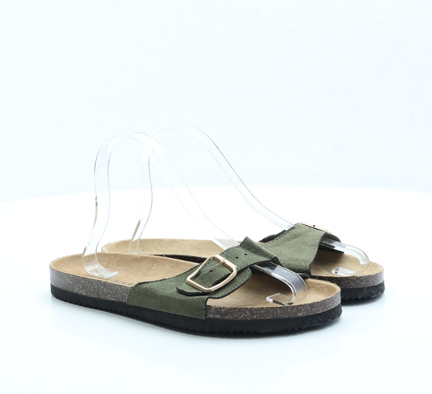 Primark Womens Green Faux Suede Slip On Sandal UK 6 EUR 39 US 8