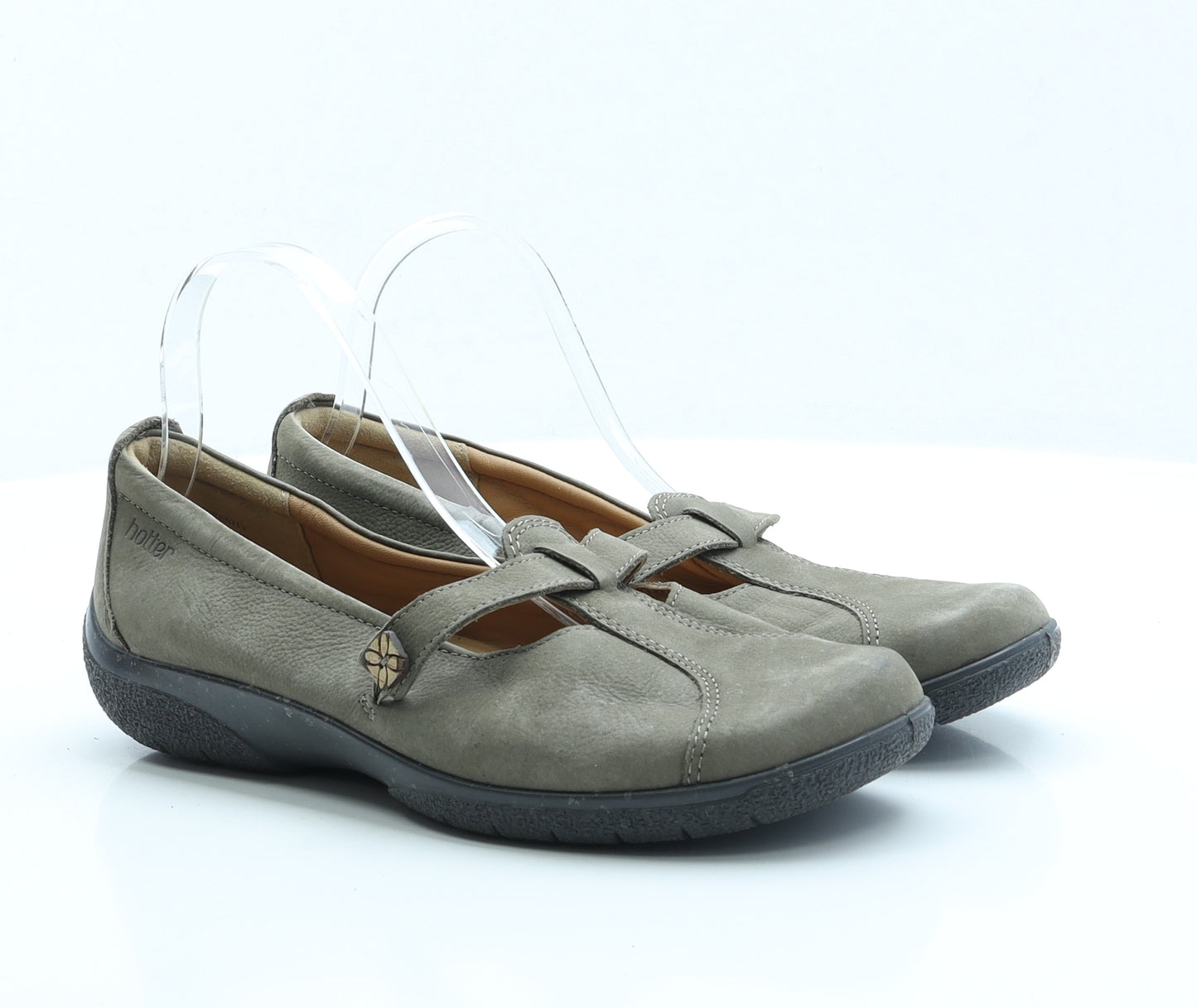 Hotter Womens Green Polyester Flat UK 7