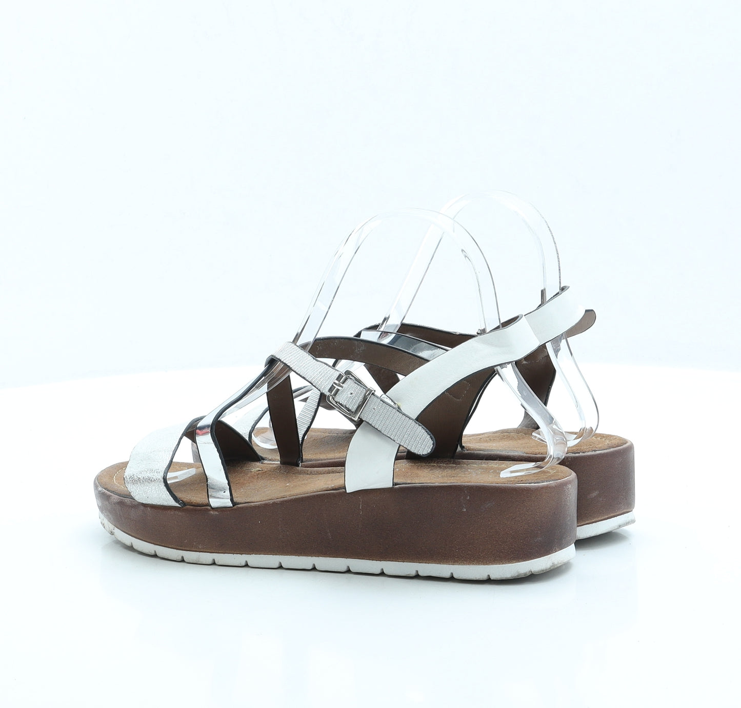 ADN Womens Silver Polyester Strappy Sandal UK 6 EUR 39