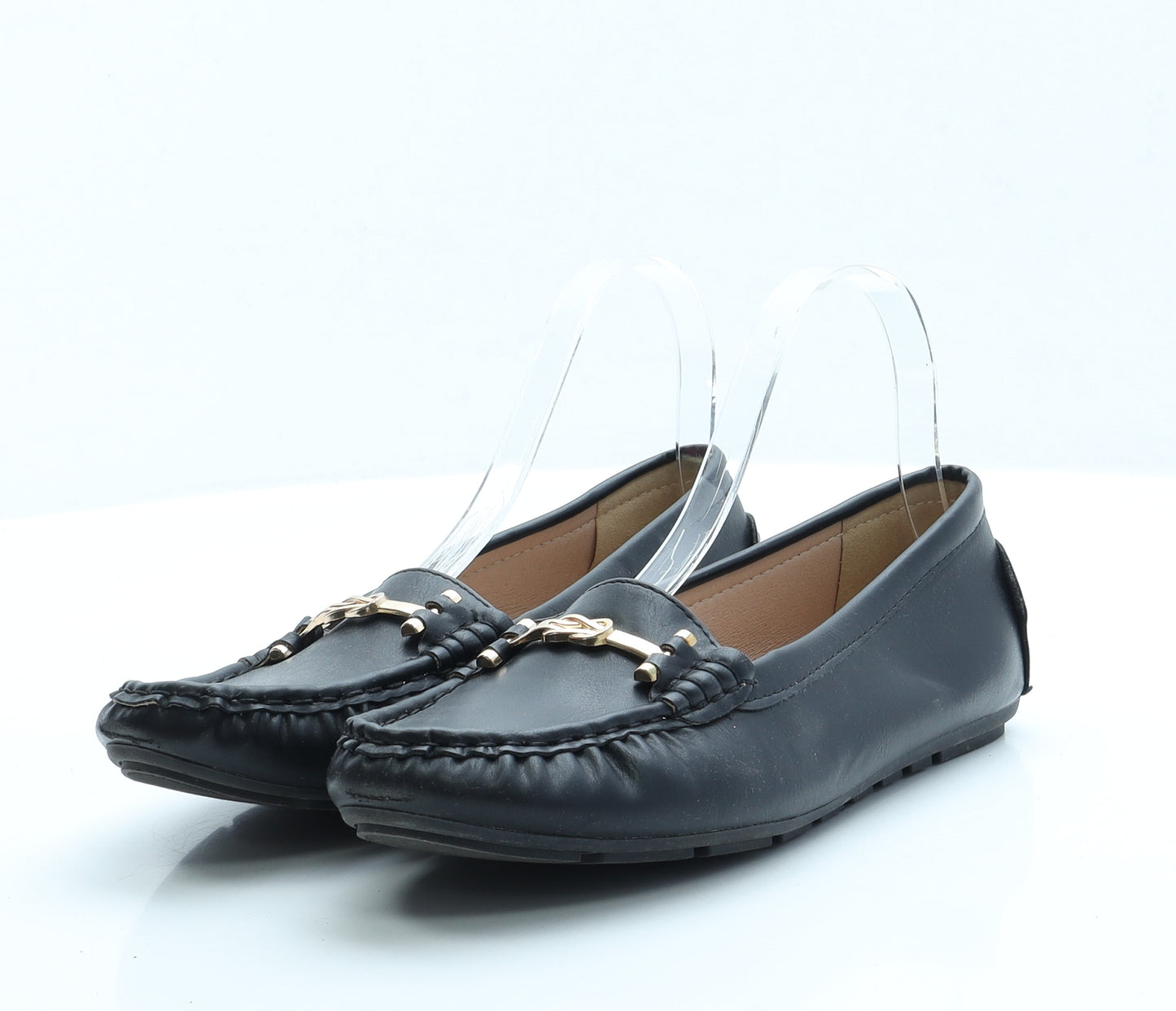 J D Williams Womens Black Faux Leather Loafer Flat UK 6 EUR 39