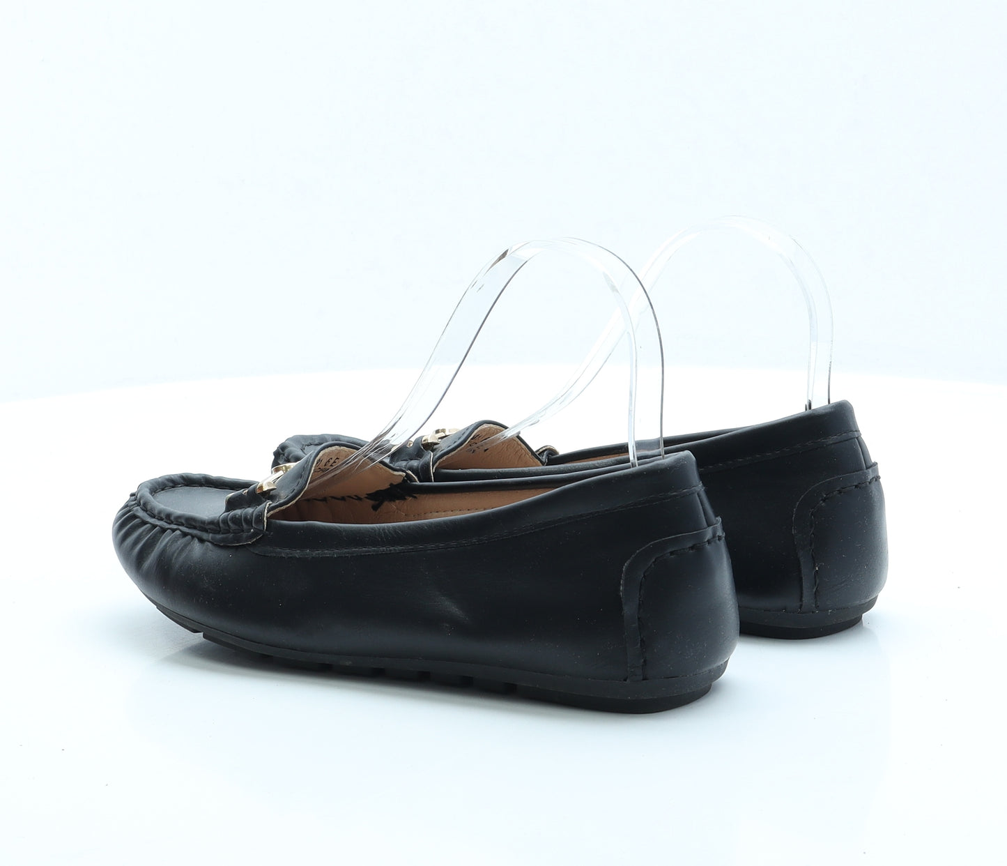 J D Williams Womens Black Faux Leather Loafer Flat UK 6 EUR 39