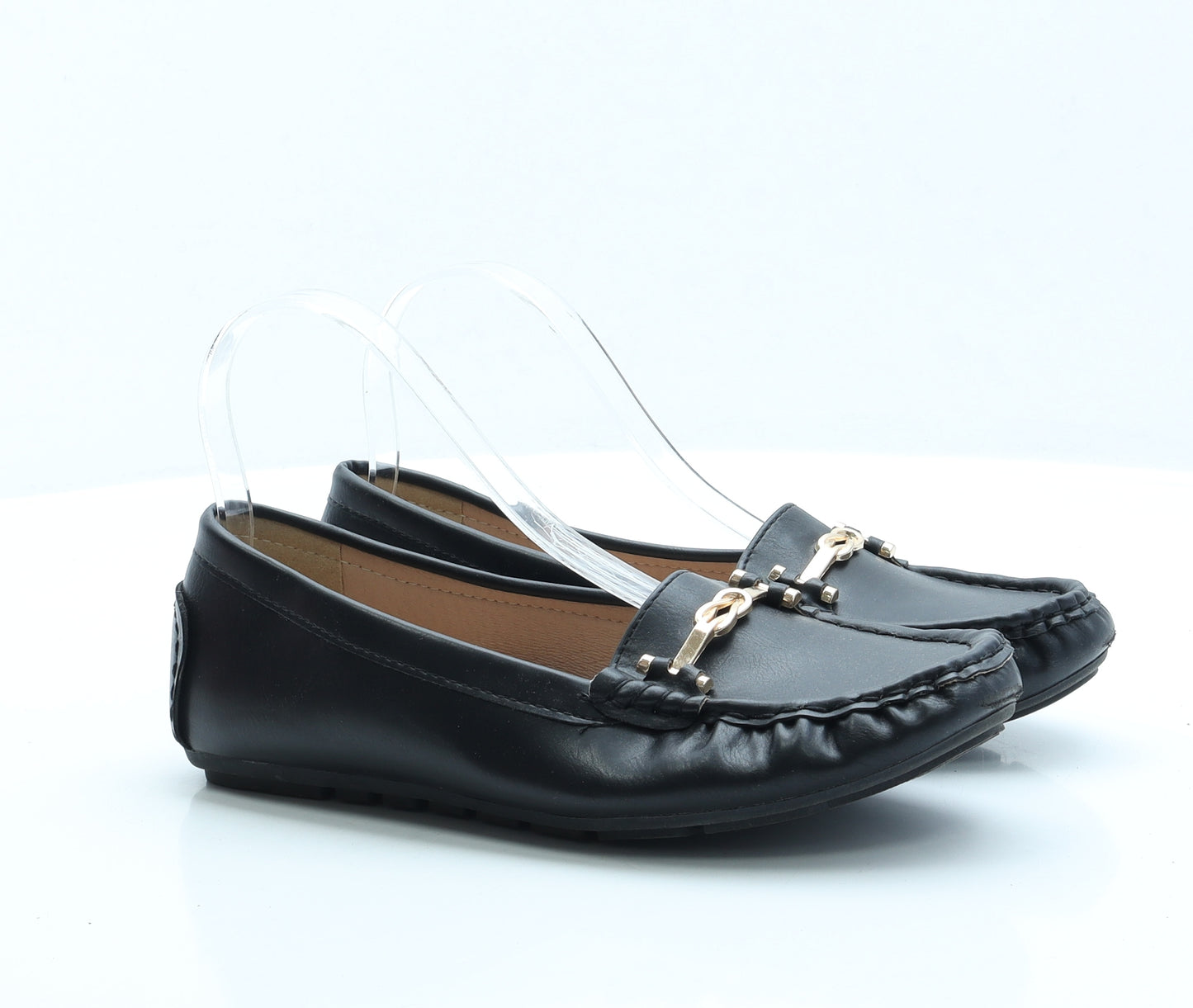 J D Williams Womens Black Faux Leather Loafer Flat UK 6 EUR 39