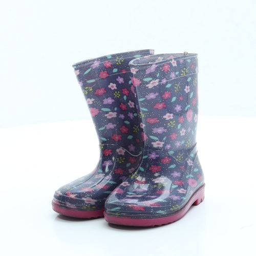 Preworn Girls Multicoloured Geometric Rubber Wellies Boot UK 4