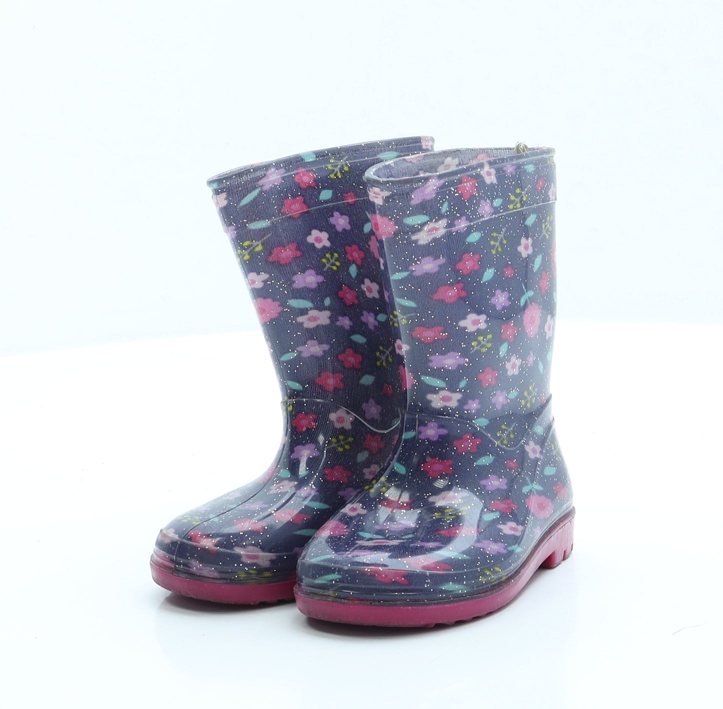 Preworn Girls Multicoloured Geometric Rubber Wellies Boot UK 4