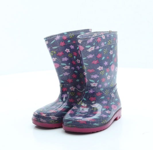 Preworn Girls Multicoloured Geometric Rubber Wellies Boot UK 4