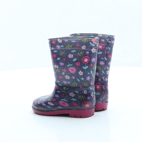 Preworn Girls Multicoloured Geometric Rubber Wellies Boot UK 4