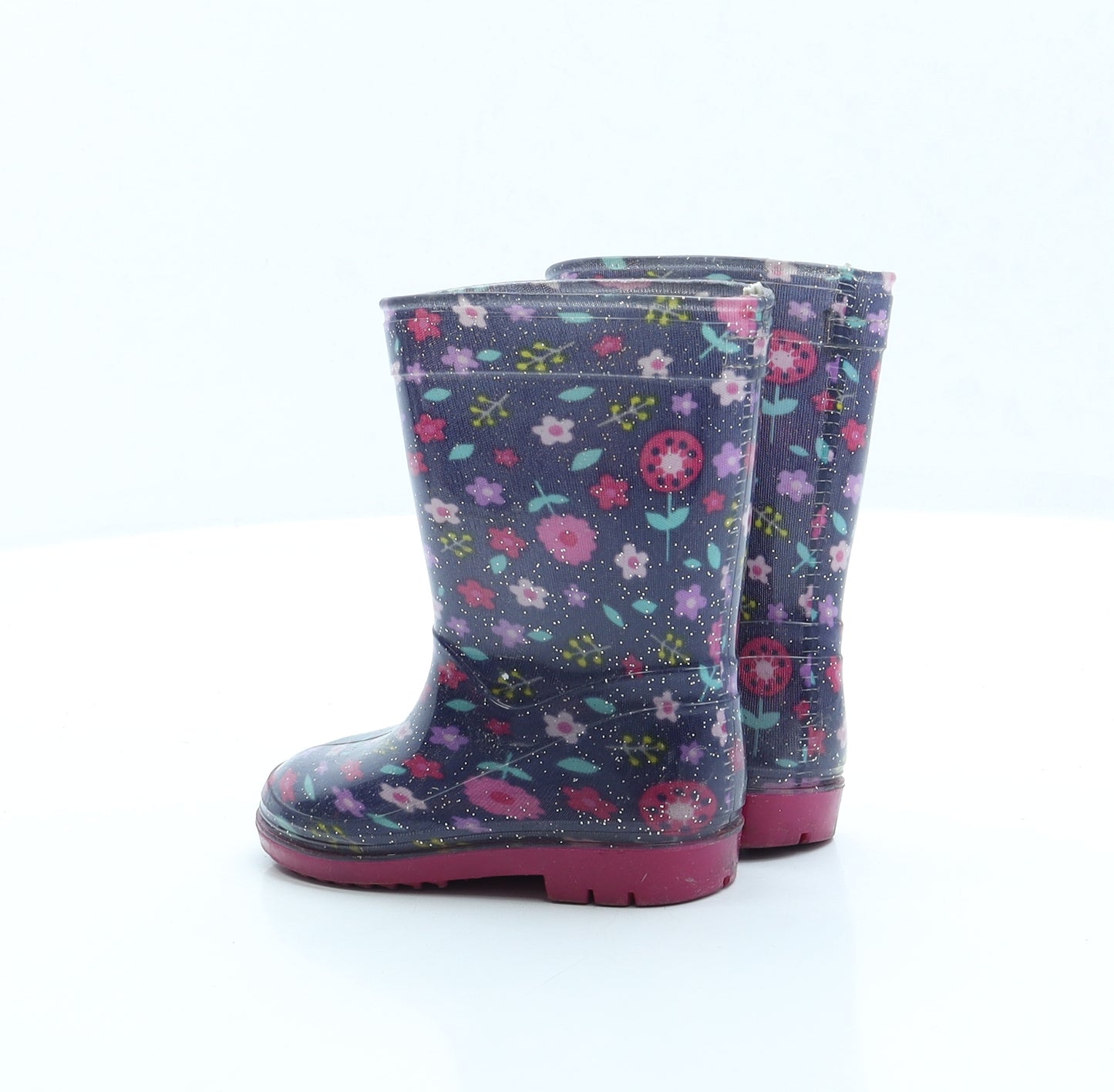 Preworn Girls Multicoloured Geometric Rubber Wellies Boot UK 4