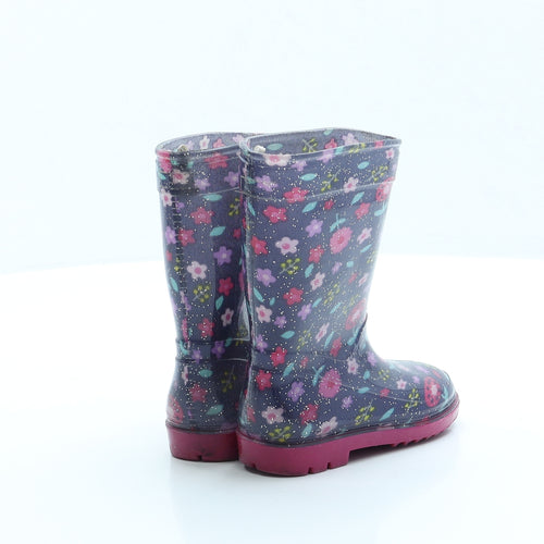 Preworn Girls Multicoloured Geometric Rubber Wellies Boot UK 4