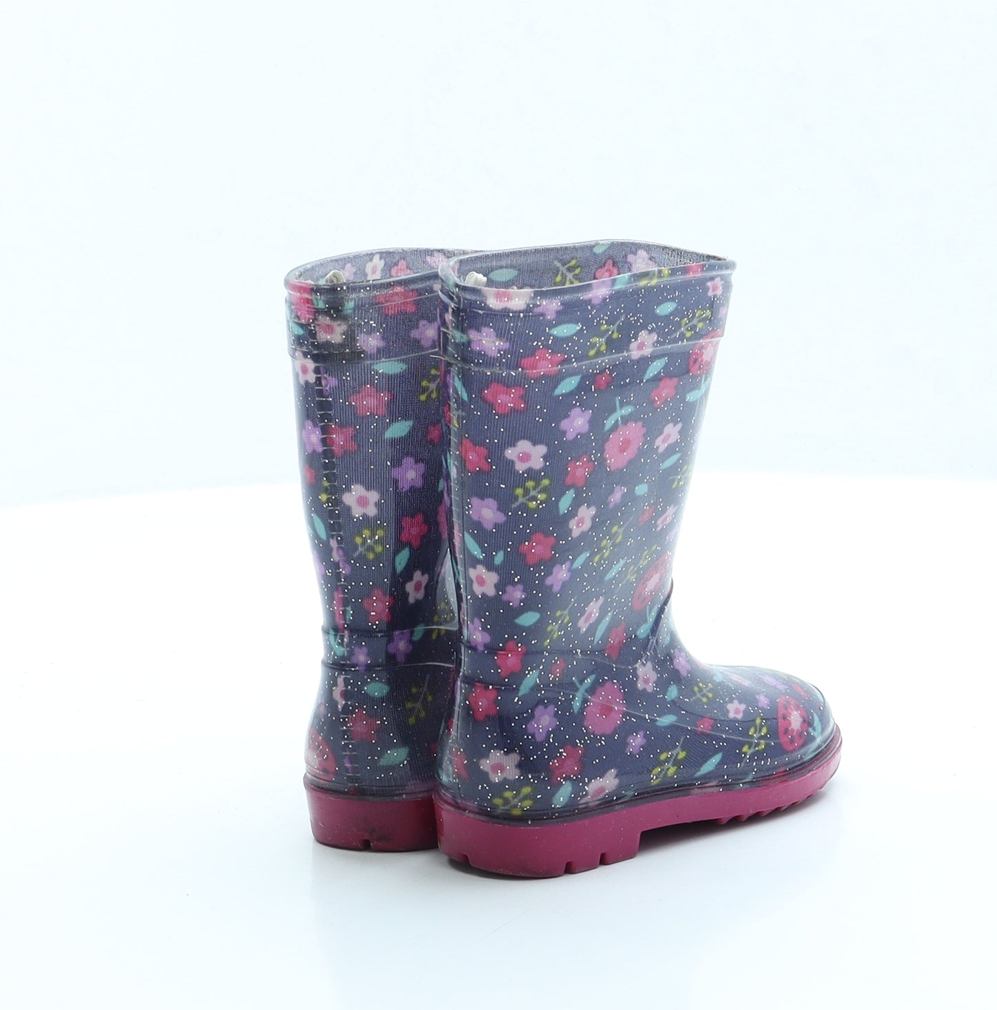 Preworn Girls Multicoloured Geometric Rubber Wellies Boot UK 4