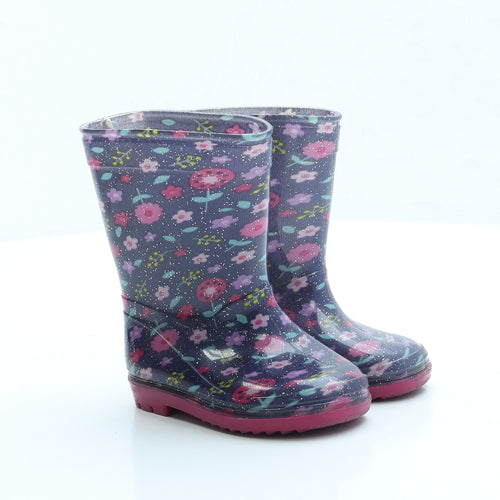 Preworn Girls Multicoloured Geometric Rubber Wellies Boot UK 4
